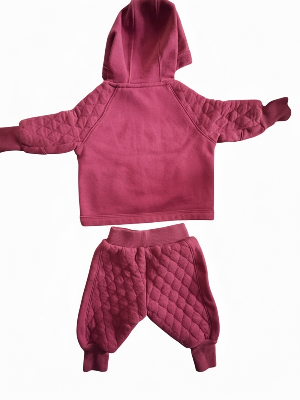 Nike Toddler Quilted Hoodie & Pants Set - Dark Red 6 months - Picture 2 of 3